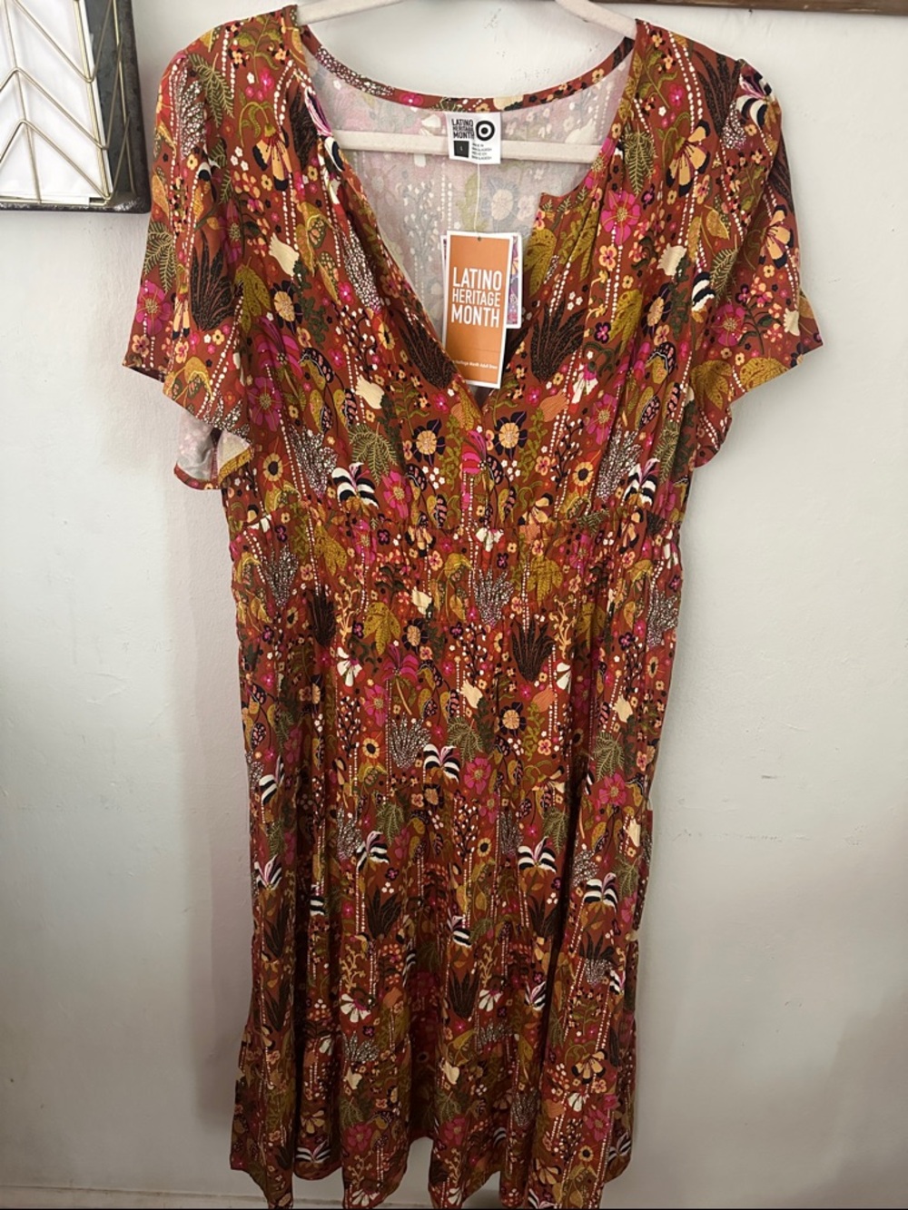 Target Multicolor Floral V-Neck Midi Dress